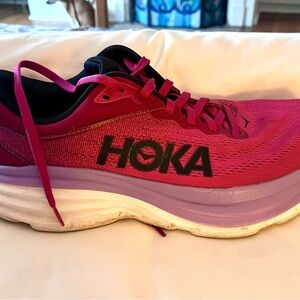 Hoka One One Pink and Purple Athletic Shoes with Maximalist Cushioning